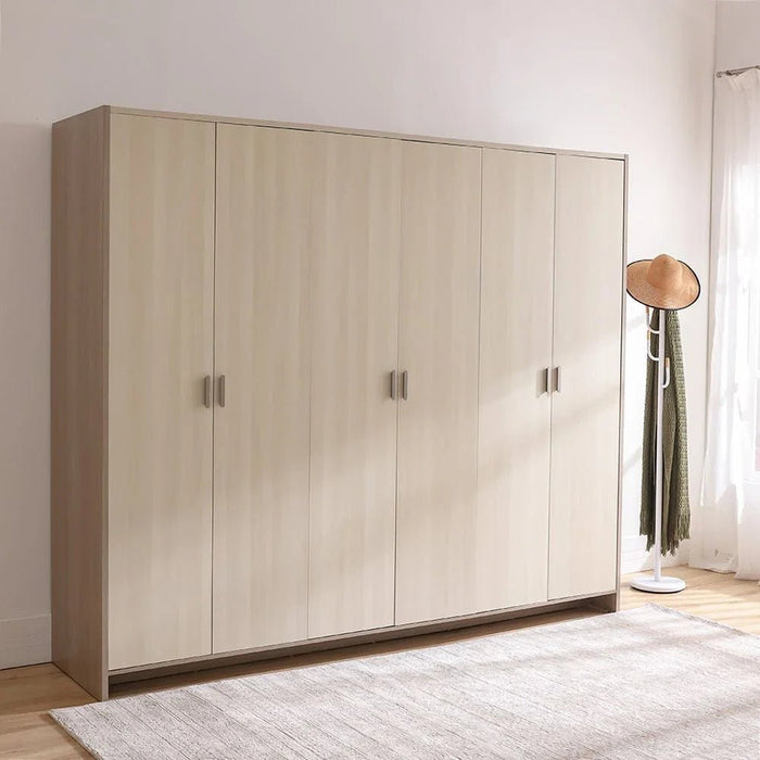 Barney 6-Door Wardrobe - Beige/Brown - With 2-Year Warranty