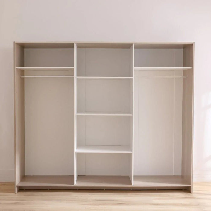 Barney 6-Door Wardrobe - Beige/Brown - With 2-Year Warranty