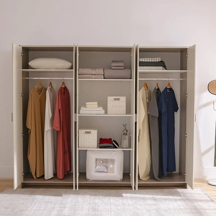 Barney 6-Door Wardrobe - Beige/Brown - With 2-Year Warranty