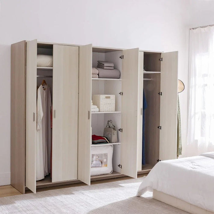 Barney 6-Door Wardrobe - Beige/Brown - With 2-Year Warranty