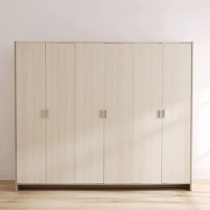 Barney 6-Door Wardrobe - Beige/Brown - With 2-Year Warranty