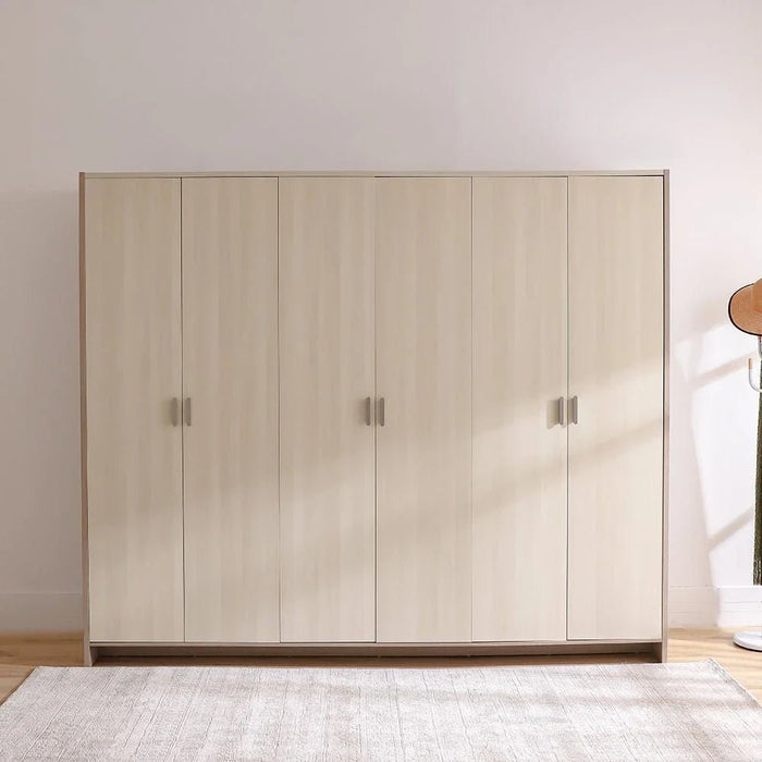 Barney 6-Door Wardrobe - Beige/Brown - With 2-Year Warranty