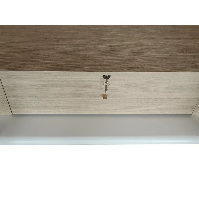 Brita 6-Door Wardrobe with 2 Glass Doors-Beige/White Oak-With 2-Year Warranty