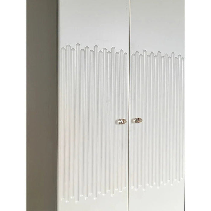 Naples 6-Door Wardrobe with Mirror-Beige-With 2-Year Warranty