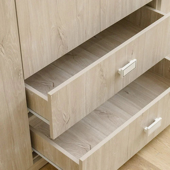 Tisley 4-Door Wardrobe - Light Oak - With 2-Year Warranty