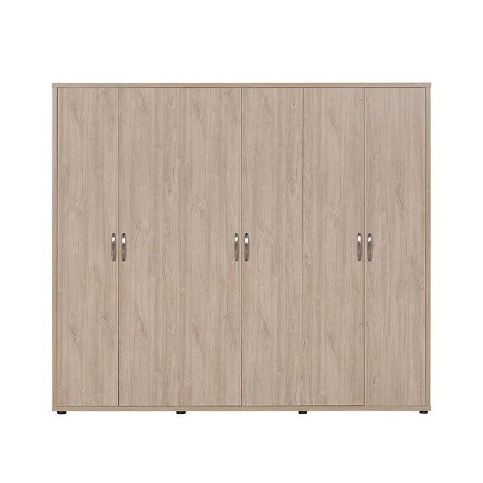 V2 Bolivar  6 Door Wardrobe - V.Oak/Black faux marble