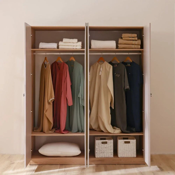 Cardano 4 Door Wardrobe With 2 Mirrors-Natural Oak/Champagne