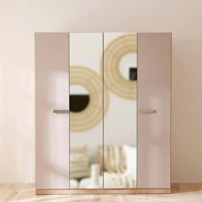 Cardano 4 Door Wardrobe With 2 Mirrors-Natural Oak/Champagne