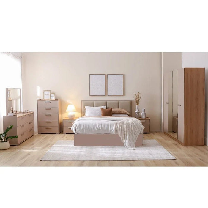 Cardano 4 Door Wardrobe With 2 Mirrors-Natural Oak/Champagne