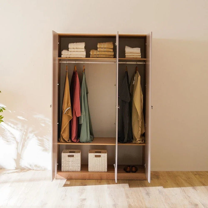 Cardano 3 Door Wardrobe With Mirror Inside-Natural Oak/Champagne