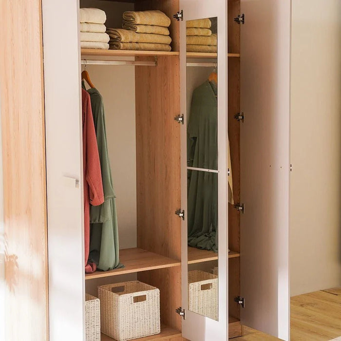 Cardano 3 Door Wardrobe With Mirror Inside-Natural Oak/Champagne