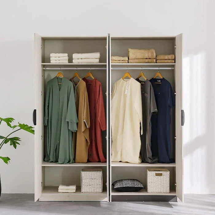 Pletora 4-Door Wardrobe With 2 Mirrors - Grey Oak - With 2-Year Warranty