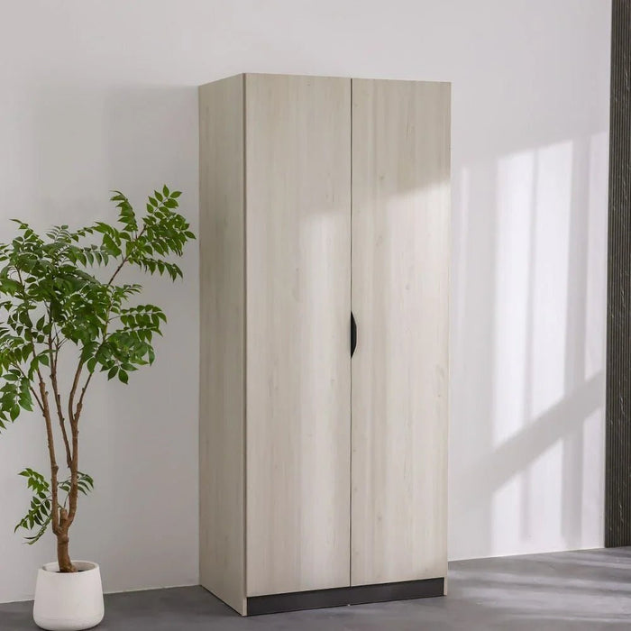 Pletora 2-Door Wardrobe with Mirror Inside - Grey Oak - With 2-Year Warranty
