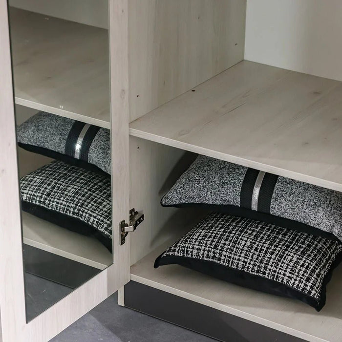 Pletora 2-Door Wardrobe with Mirror Inside - Grey Oak - With 2-Year Warranty