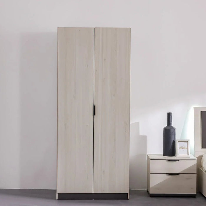 Pletora 2-Door Wardrobe with Mirror Inside - Grey Oak - With 2-Year Warranty