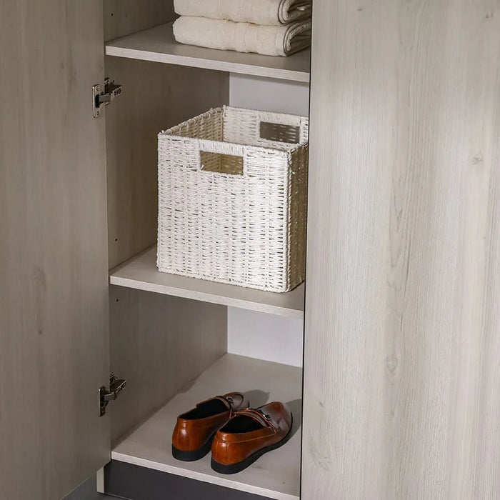 Pletora 3 Door Wardrobe With Mirror Inside-Grey Oak