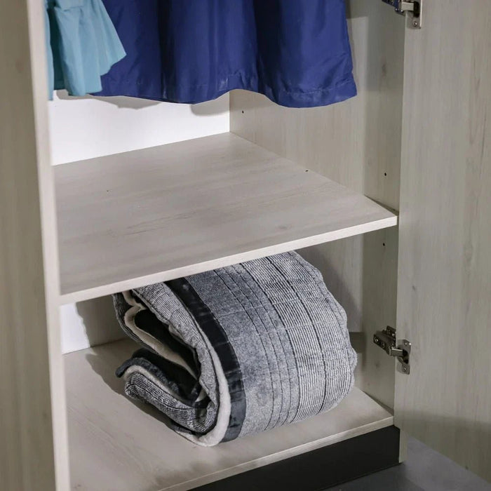 Pletora 3 Door Wardrobe With Mirror Inside-Grey Oak