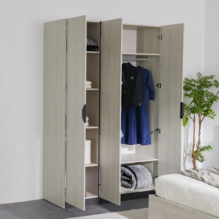 Pletora 3 Door Wardrobe With Mirror Inside-Grey Oak