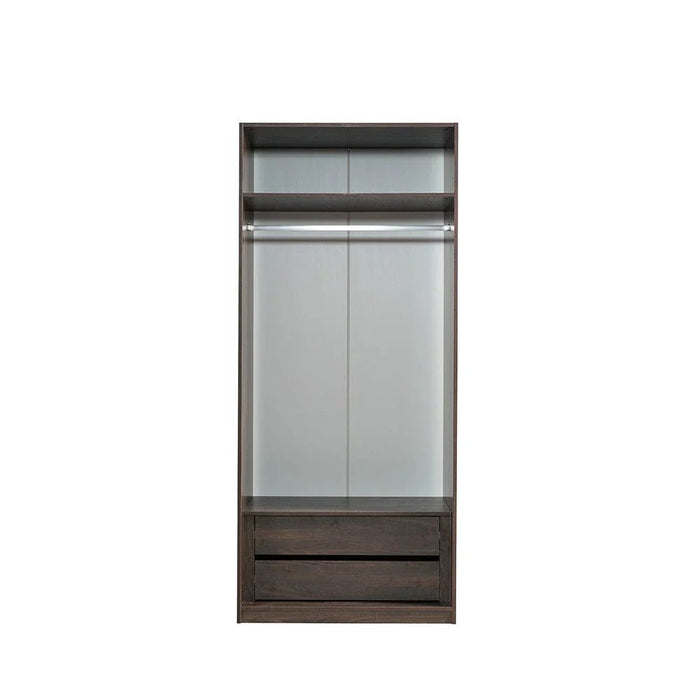Infinity 2-Door Wardrobe with Hanger-Dark Walnut-With 2-Year Warranty