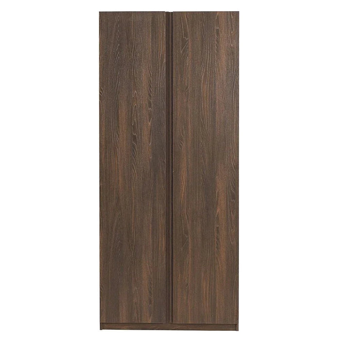 Infinity 2-Door Wardrobe with Hanger and Shelves-Dark Walnut-With 2-Year Warranty