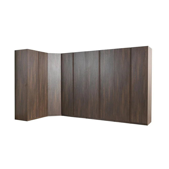 Infinity Corner Wardrobe with Hanger and Shelves-Dark Walnut-With 2-Year Warranty