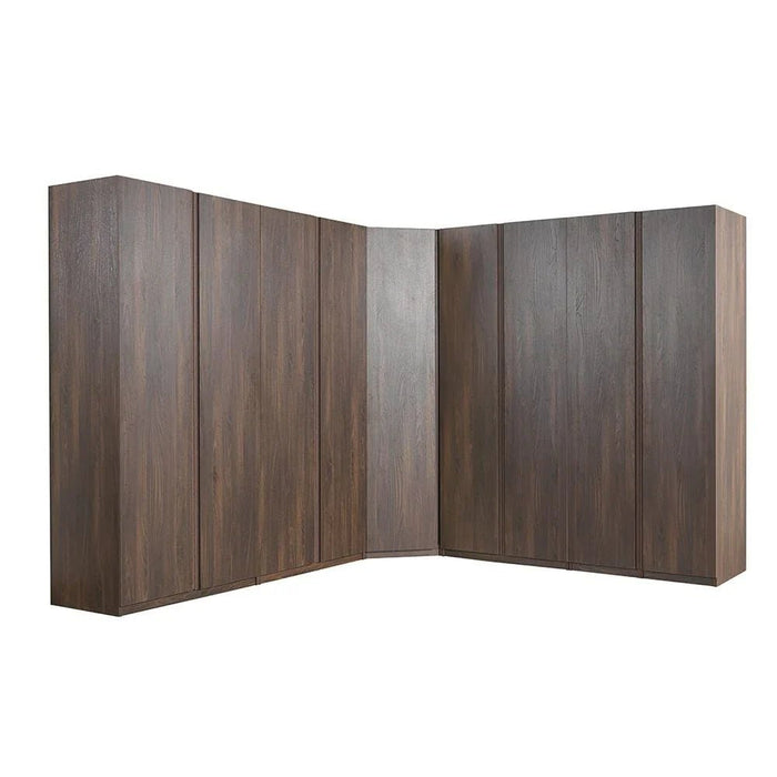 Infinity Corner Wardrobe with Hanger and Shelves-Dark Walnut-With 2-Year Warranty