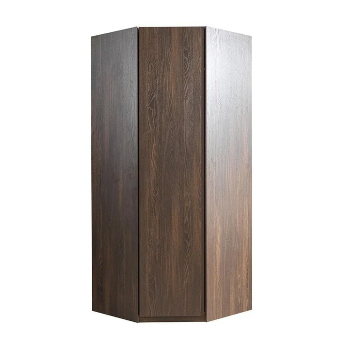 Infinity Corner Wardrobe with Hanger and Shelves-Dark Walnut-With 2-Year Warranty