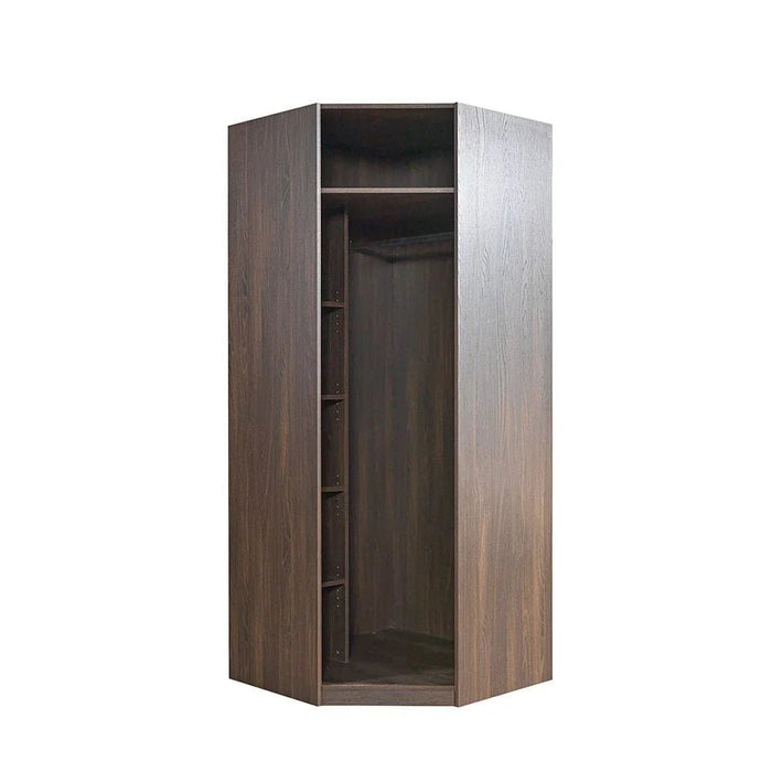Infinity Corner Wardrobe with Hanger and Shelves-Dark Walnut-With 2-Year Warranty