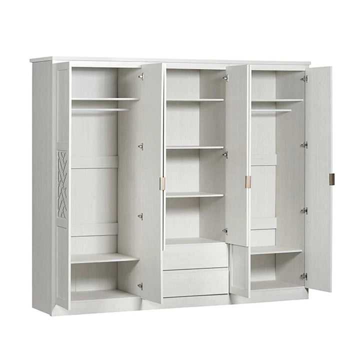 Casablanca 6 Door Wardrobe With 2 Drawers & Mirrors-White Oak