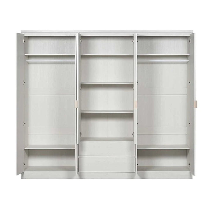 Casablanca 6 Door Wardrobe With 2 Drawers & Mirrors-White Oak