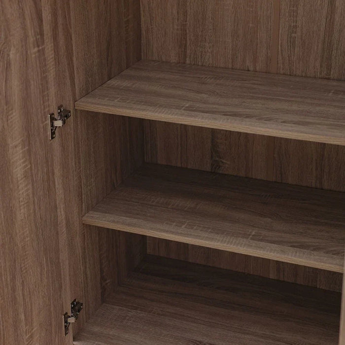 Supreme 4-Door Wardrobe with Mirror-French Sonoma Oak-With 2-Year Warranty