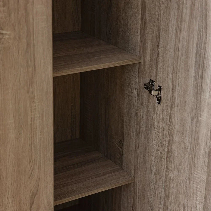 Supreme 5-Door Wardrobe with Mirror-French Sonoma Oak-With 2-Year Warranty