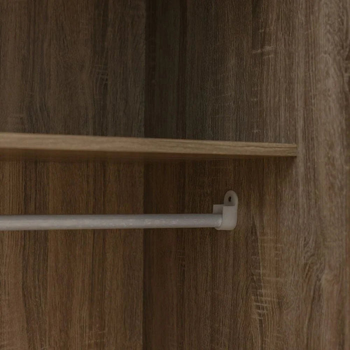 Supreme 5-Door Wardrobe with Mirror-French Sonoma Oak-With 2-Year Warranty
