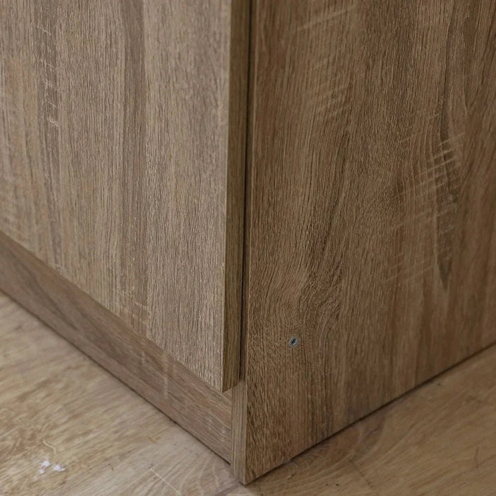Supreme 5-Door Wardrobe with Mirror-French Sonoma Oak-With 2-Year Warranty