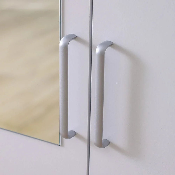 Supreme 4-Door Wardrobe with Mirror-White-With 2-Year Warranty