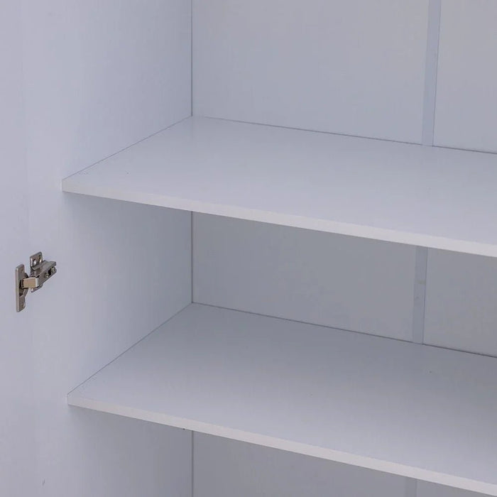 Supreme 4-Door Wardrobe with Mirror-White-With 2-Year Warranty