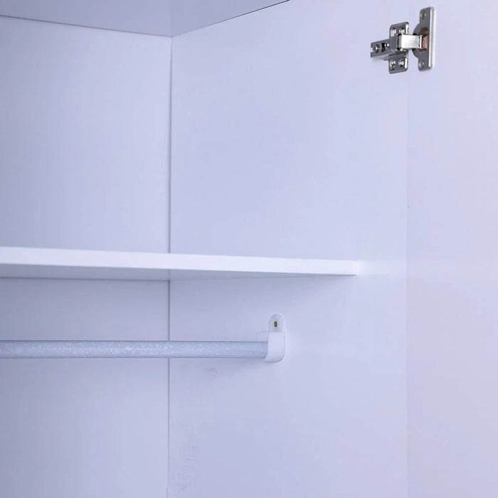 Supreme 6-Door Wardrobe with Mirror-White-With 2-Year Warranty