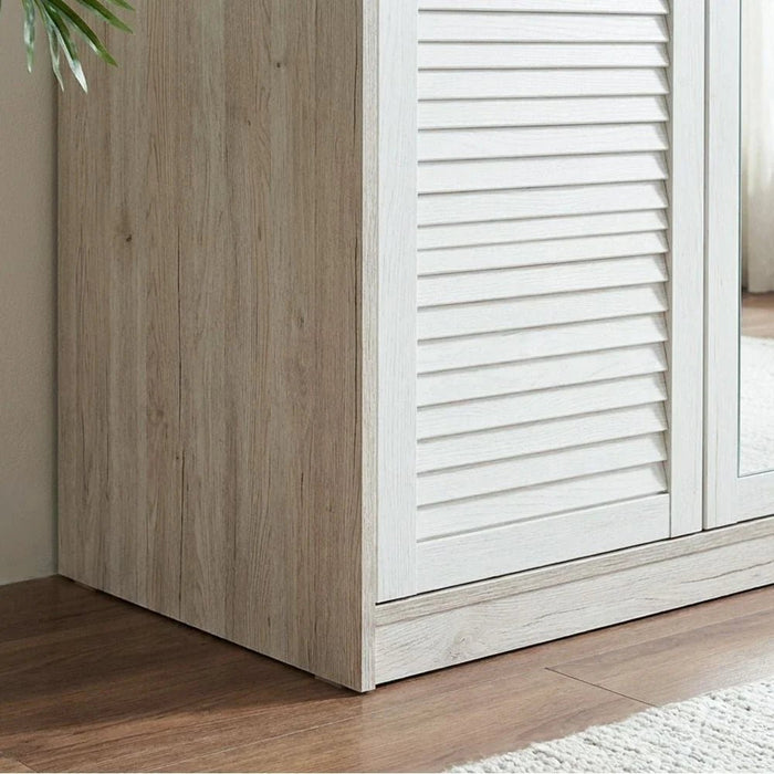 Zenith 3-Door Wardrobe with Drawers & Mirror-White Oak/Cement-With 2-Year Warranty