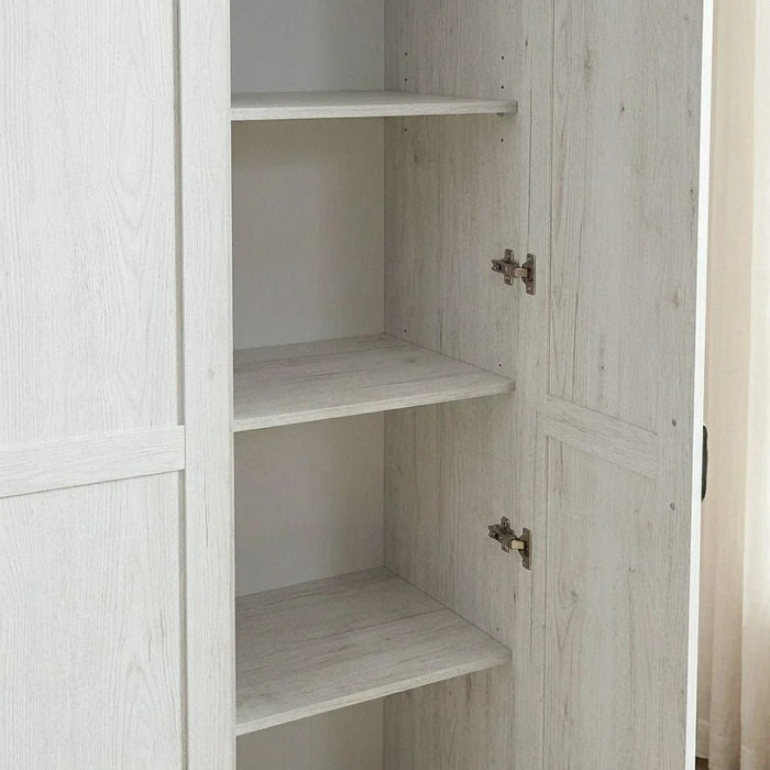 Zenith 3-Door Wardrobe with Drawers & Mirror-White Oak/Cement-With 2-Year Warranty