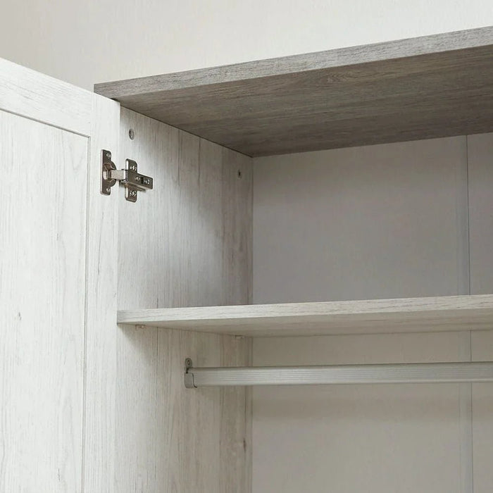 Zenith 3-Door Wardrobe with Drawers & Mirror-White Oak/Cement-With 2-Year Warranty