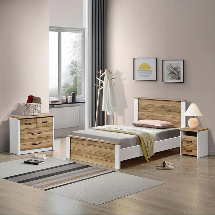 Swann 3-Door Wardrobe with Mirror-Summer Oak/Pearl White-With 2-Year Warranty