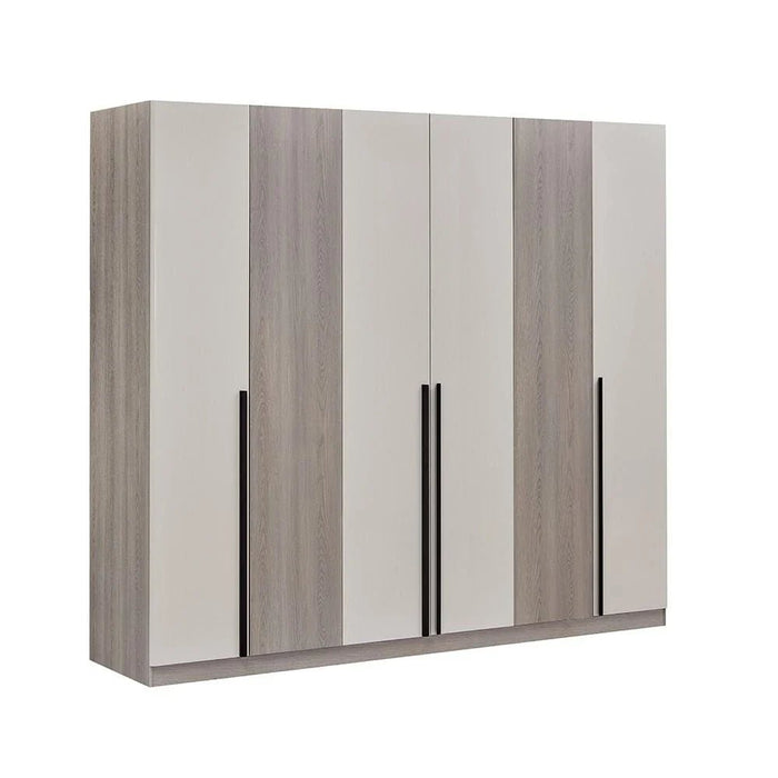 Trevor 6 Door Wardrobe-Beige/L. Grey
