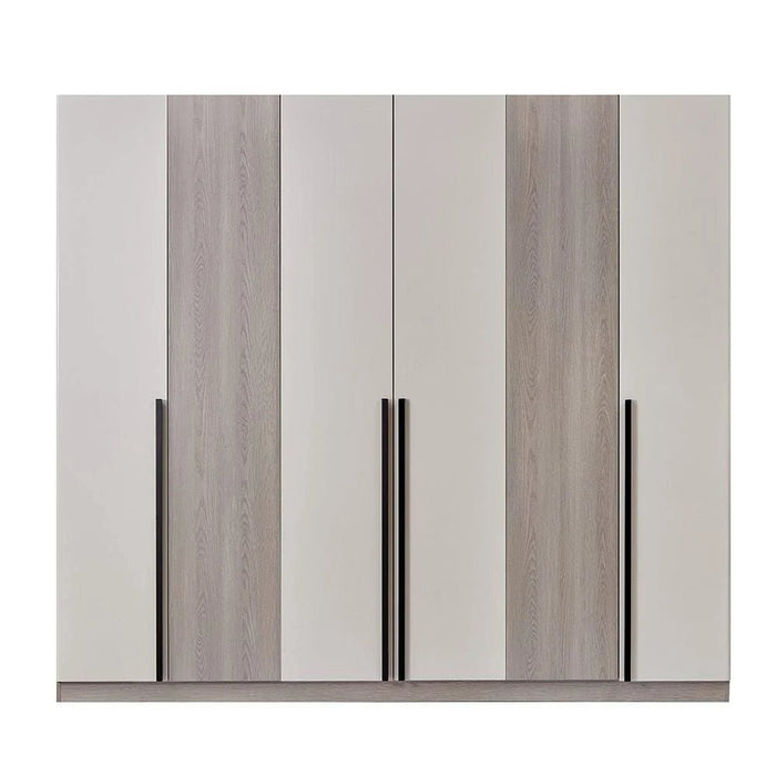 Trevor 6 Door Wardrobe-Beige/L. Grey