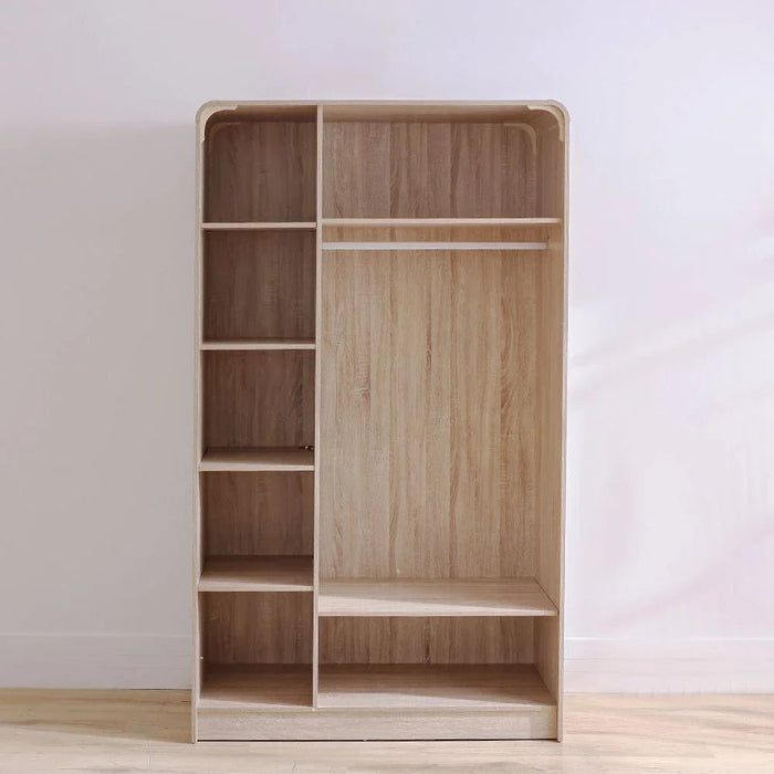 Monro 3-Door Wardrobe with Mirror - Natural Oak - With 2-Year Warranty