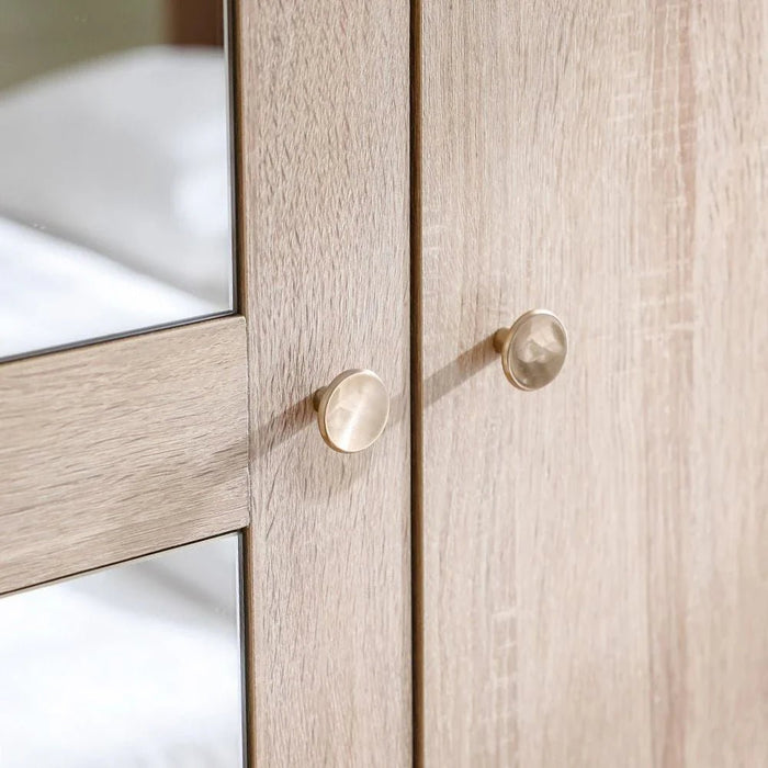 Monro 3-Door Wardrobe with Mirror - Natural Oak - With 2-Year Warranty
