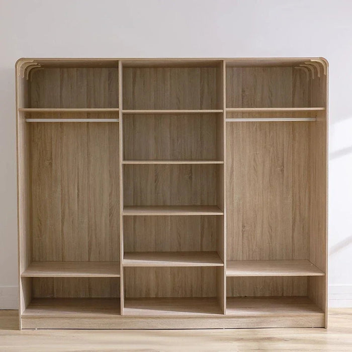 Monro 6-Door Wardrobe with Mirrors - Natural Oak - With 2-Year Warranty
