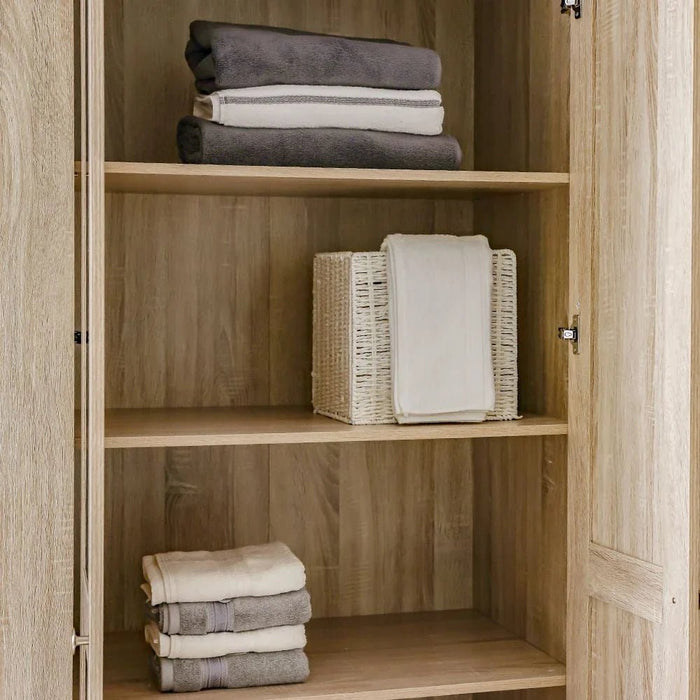 Monro 6-Door Wardrobe with Mirrors - Natural Oak - With 2-Year Warranty