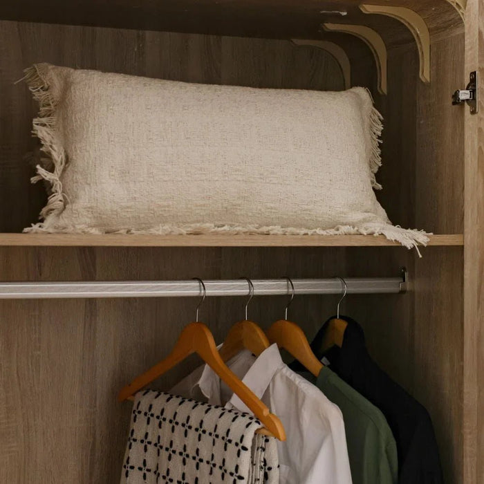 Monro 6-Door Wardrobe with Mirrors - Natural Oak - With 2-Year Warranty