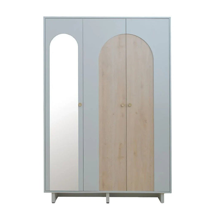 Reena 3 Door Wardrobe-Dark Biege/Natural