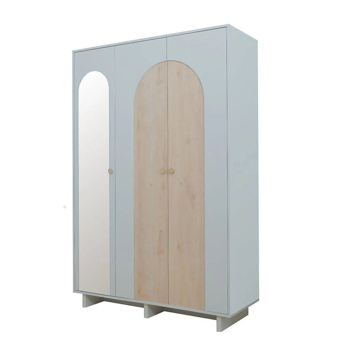 Reena 3 Door Wardrobe-Dark Biege/Natural